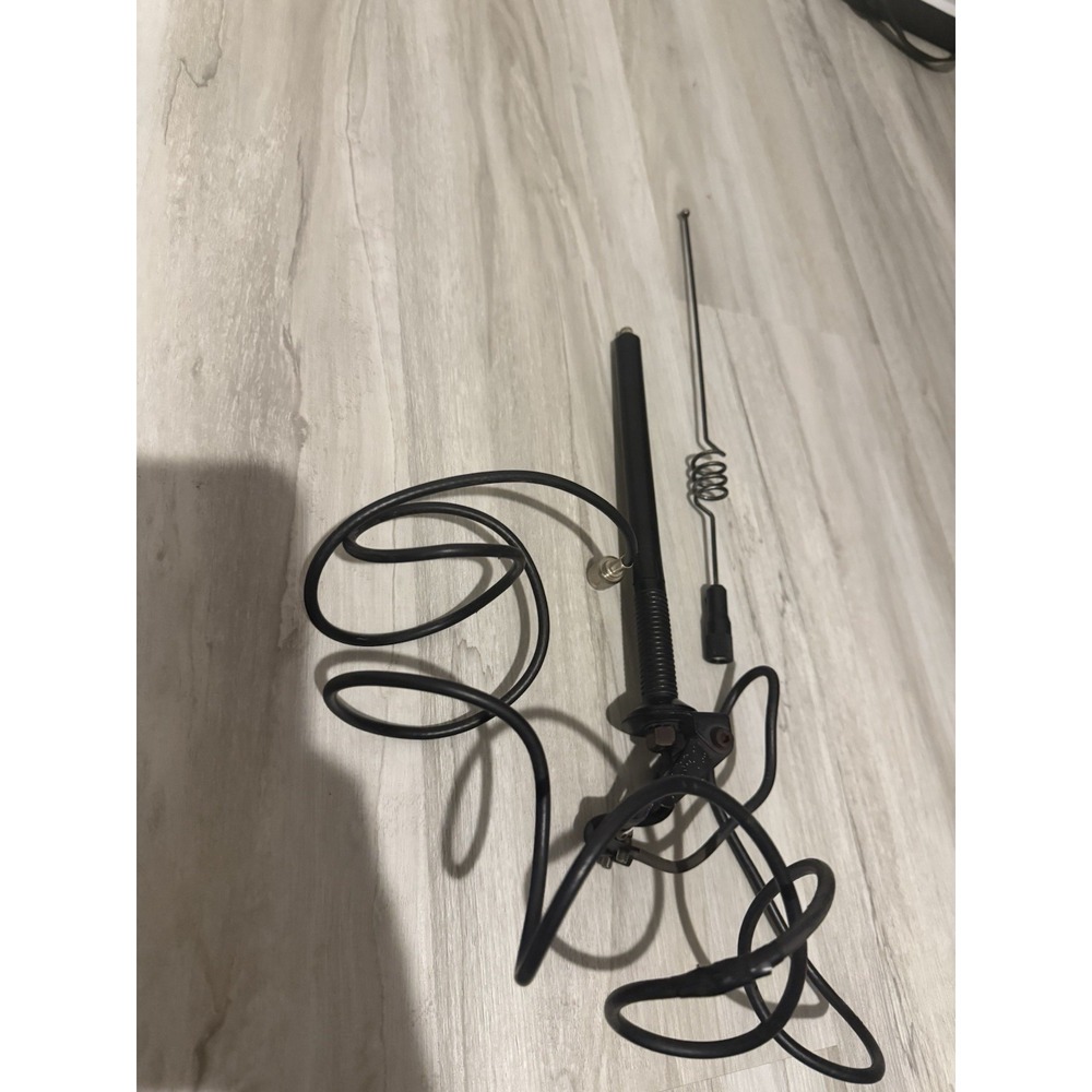 VINTAGE Metal Radio Antenna with Heavy Duty Spring & Bracket 21"